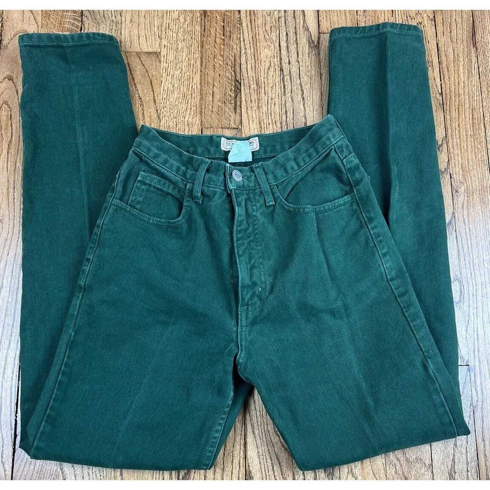 Vintage 80s‎ Guess Denim Jeans Green Made In USA Logo Jeans Women's Size 26x30